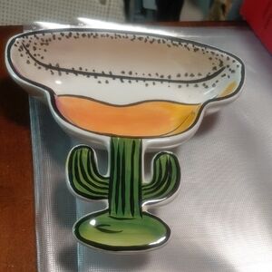 Clay Art Cactus Margarita Ceramic Salsa Dish BD1